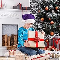 Vista 3 de Sombrero de Papá Noel de felpa multicolor para decoración de pelo de Navidad, unisex, sombrero de tela de terciopelo, disfraz de festival, cosplay
