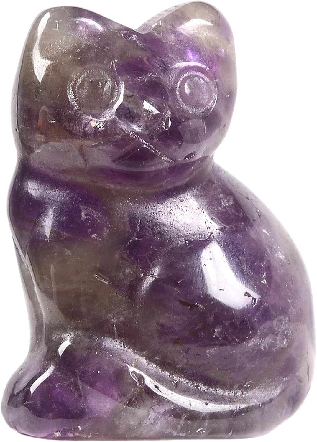 Justinstones Carved Natural Amethyst Cat Guardian Statue Home Decor Reiki Chakra Healing Crystal Desk Gemstone Decoration Stone Crafts Gemstone Collectible Gift