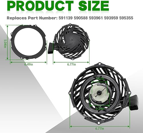 Miniatura 6 de Yunnergo 593959 Arrancador de retroceso compatible con BS 591139 590588 593961 08P502 093J02 09P602 09P702 Engine TB110 TB200 Rewind Start