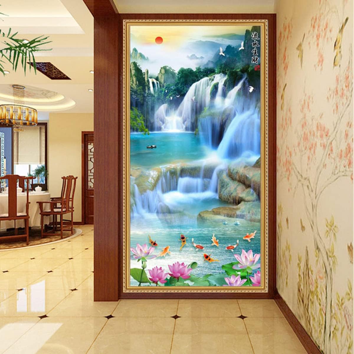 Instarry 5D Diamond Painting Full Drill Chinese Style Landscape Painting Mosaic Embroidery Modern Home Decor Arts and Crafts 31.5x15.7 inch