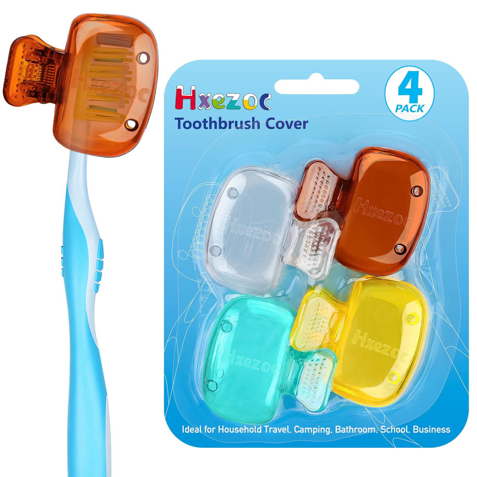 4 Pack Travel Toothbrush Head Covers Toothbrush Protector Cap Brush Pod Case Protective Portable Plastic Clip for Household Travel, School, Bathroom, Camping, Business-image-45