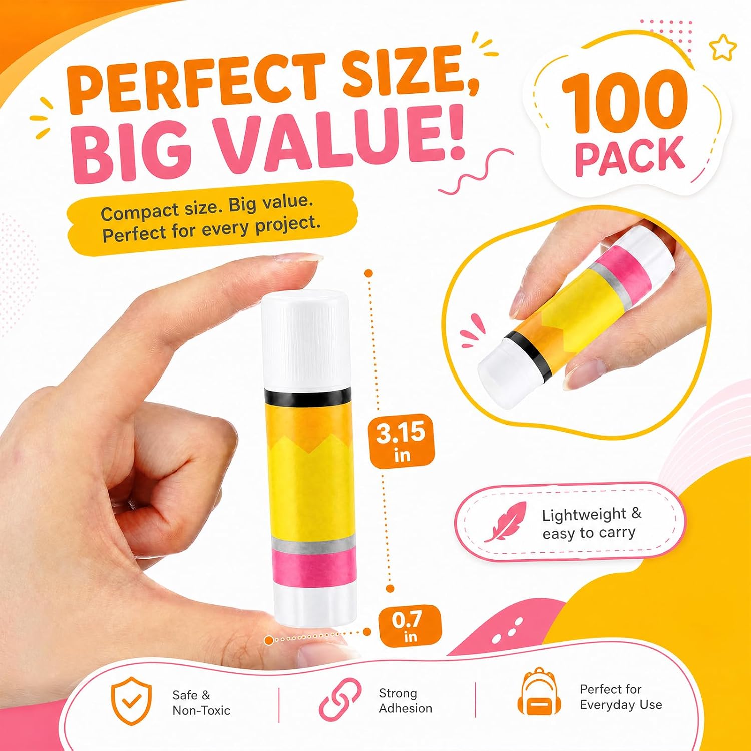 MotiMind 100 Counts White Glue Sticks Back to School 0.32 oz Washable Glue Sticks for Classroom Prize Preschool Classroom Supplies Home Scrapbooking Crafting Supplies