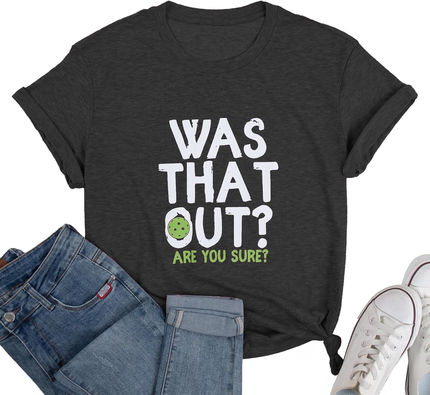 Pickleball Shirts for Women Pickleball Graphic T-Shirt was That Out Letter Print Shirt Summer Short Sleeve Tee Tops - Image 6