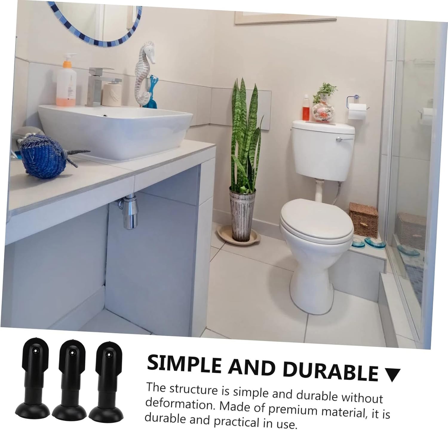 3pcs Toilet Partition Support Foot Black Plastic Fittings for Bathroom Cubicles Heavy Duty Easy to Install Ergonomic Design for Stable Support
