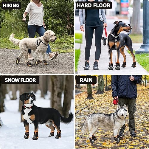 Miniatura 4 de MUSIMC Botines de invierno para perros grandes, antideslizantes, botas de nieve para perros, botas impermeables para perros medianos y grandes y