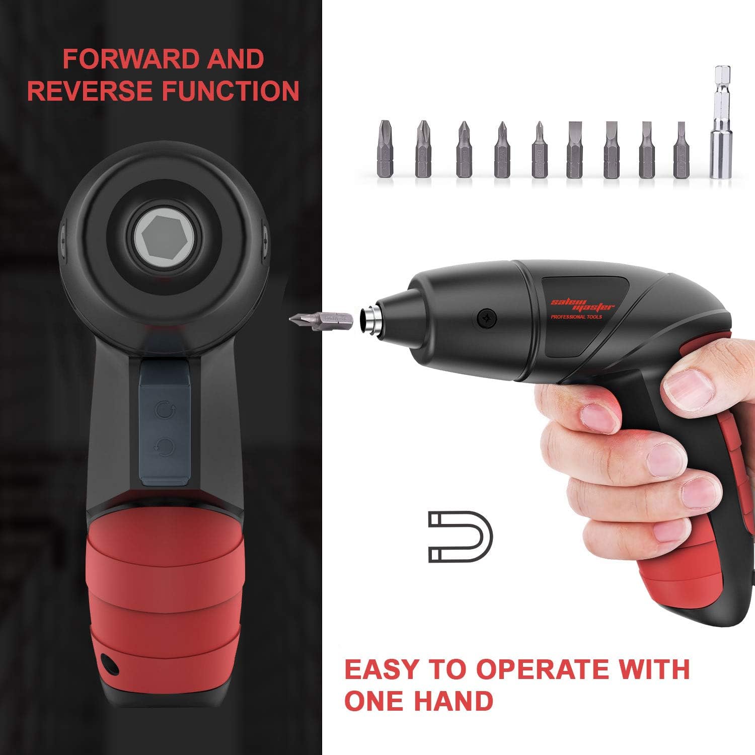 SALEM MASTER Cordless Screwdriver Electric Rechargeable Screwdriver 3.6V Lithium Ion Power Screw Guns with Battery Indicator for Household, Newbies and Experienced