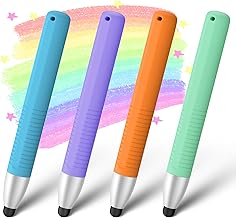 4 Pack Kid-Friendly Pens for Touch Screens, Stylus Pens Compatible with Kindle, iPad, iPhone, Tablets (Blue+Purple+Orange+Green)