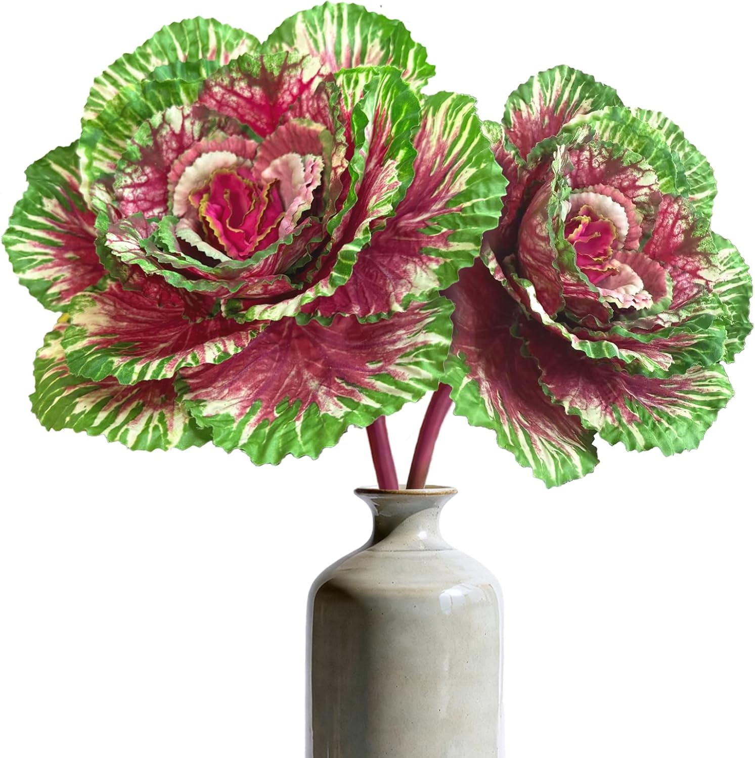 2PCS Faux Cabbage Artificial Vegetables Realistic Fake Food Plants Props Artificial Decorative Cabbage Plant for Home Decor Wedding Kitchen Decoration Fake Food Display Outdoors