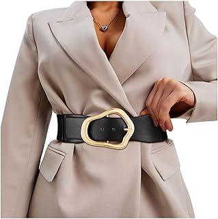 XZQTIVE Women Wide Elastic Waist Belt for Dresses Fashion Big Gold Buckl...