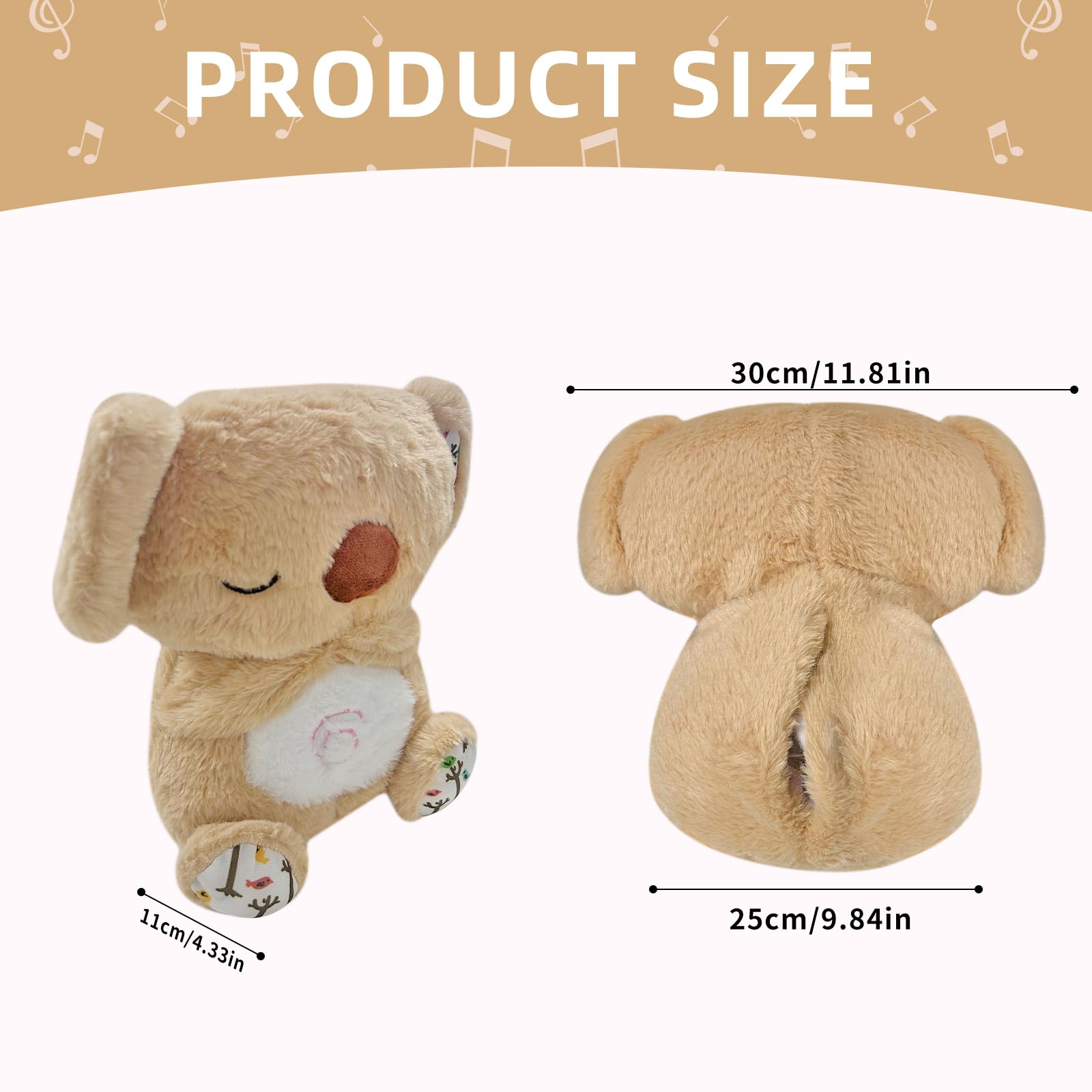 Niaetuto Koala Rilassante,Lontra Che Respira,Peluche Che Respira Con 5 Musica,Suoni,Luci e Movimento Respiratorio,Peluche Koala Calmante per Bambini Compagno Di Sonno,Ideale Regalo Neonato