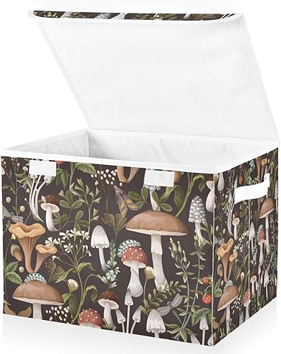 Miniatura 2 de Bolsas de almacenamiento plegables de hongos para ropa, contenedores de almacenamiento de tela con asa reforzada, organizadores de armario para