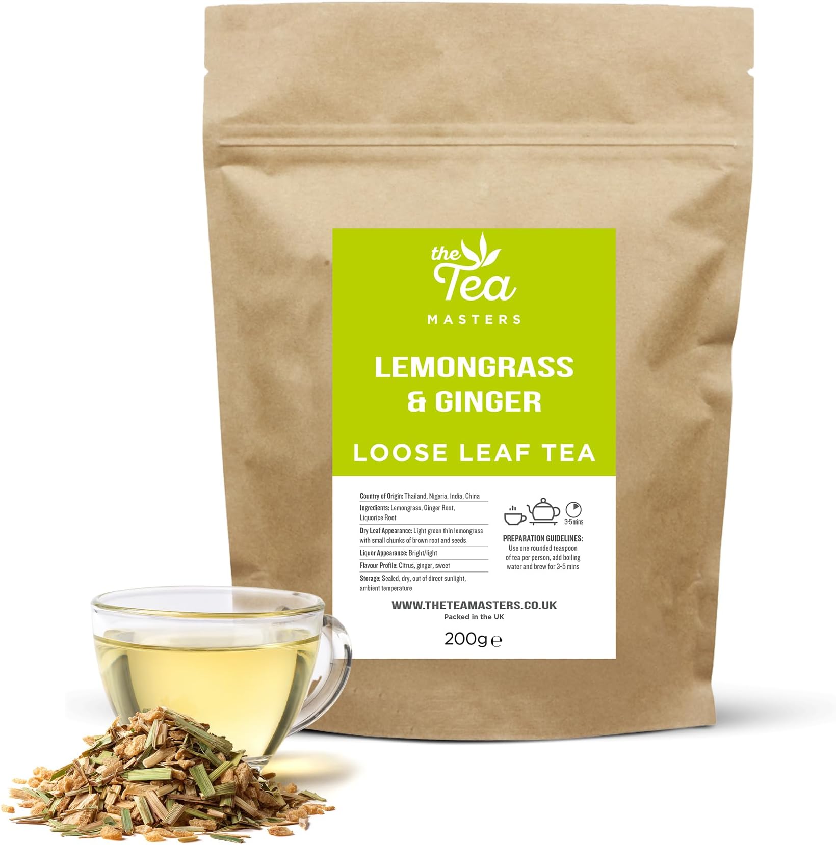 The Tea Masters Loose Leaf Tea - Lemongrass and Ginger (1x200g)