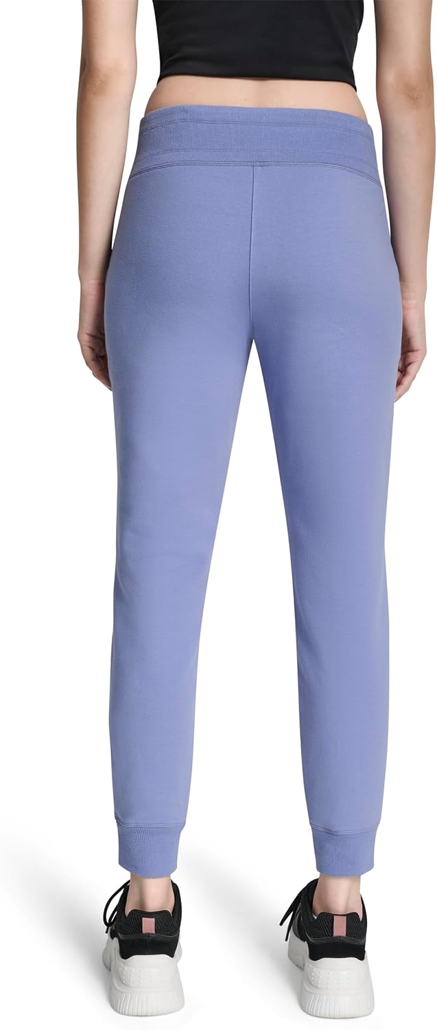 DKNY Women's Two Tone Logo Drawcord Jogger Sweatpant, Bluestone, Large - Image 4