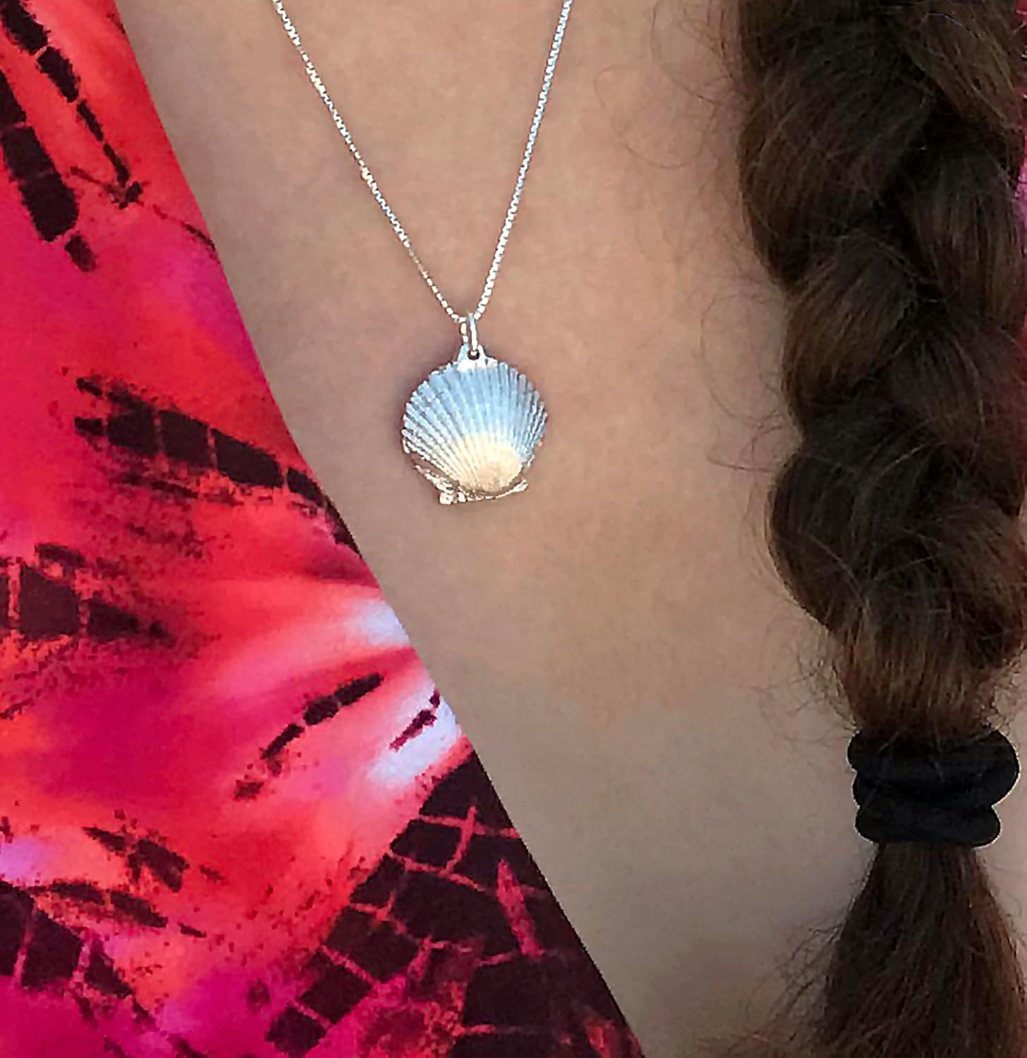 Ali C Art 925 Genuine Sterling Silver Sea Scallop Fan Shell Charm Necklace - Symbol of Camino de Santiago Pilgrimage - Pendant Handcrafted in USA