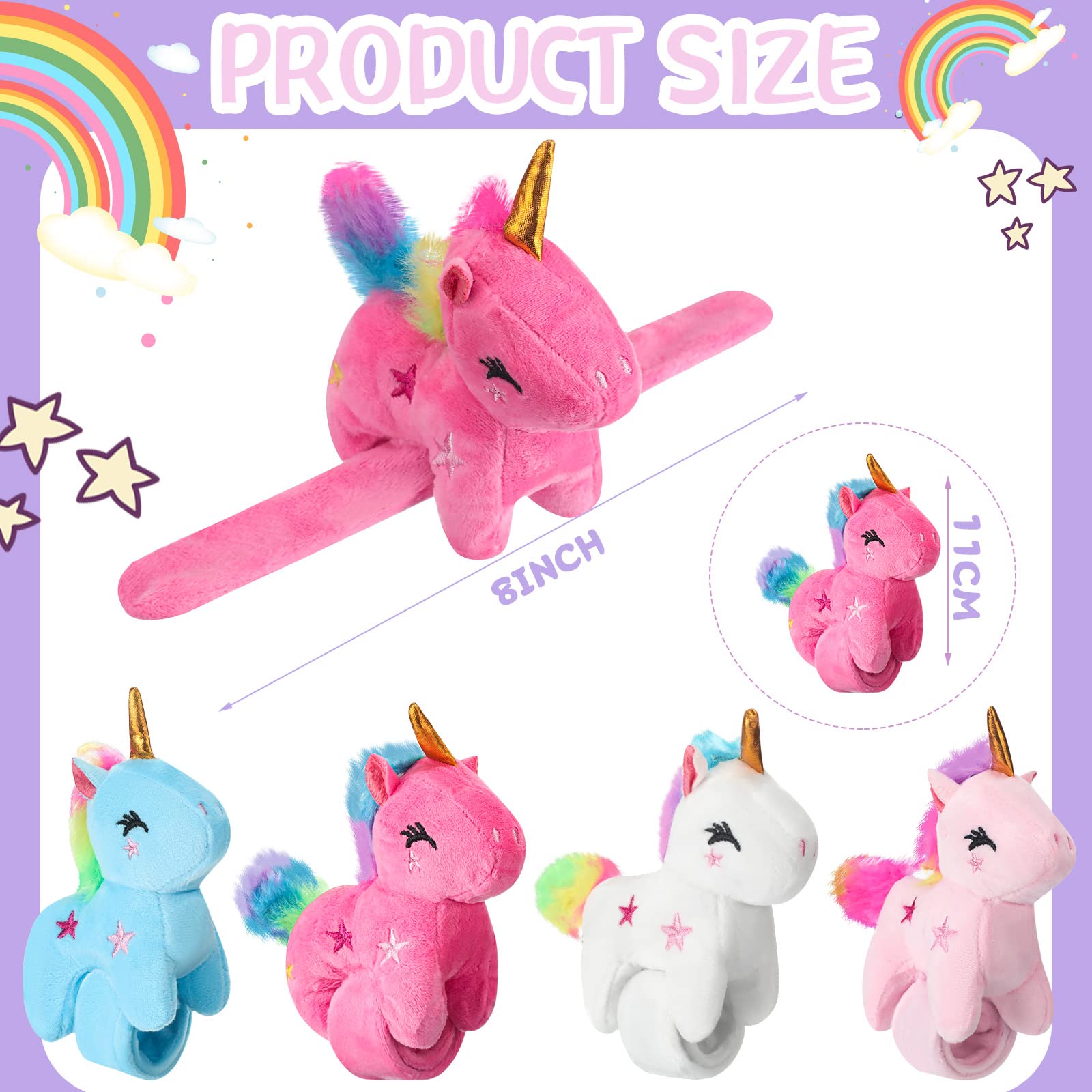 Puteraya Paquete de 12 pulseras de peluche de animales de peluche de unicornio, pulsera de peluche de unicornio, anillo de palmada de peluche a granel para recuerdos de fiesta de animales Puteraya Paquete de 12 pulseras de peluche de animales de peluche de unicornio, pulsera de peluche de unicornio, anillo de palmada de peluche a granel para recuerdos de fiesta de animales