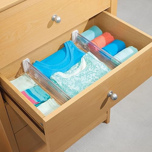 Miniatura 3 de mDesign Divisor de cajón extensible con extremos de espuma, divisor de cajón que se bloquea en su lugar, separadores para ropa y accesorios en