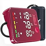 GUAEVER Blood Pressure Monitor Rechargeable Upper Arm Blood Pressure Monitors for Home Use Large Screen Bp Machine with 8.7-16.5 Bp Cuff, 2x120 Memory, Voice Broadcast Bp Monitor(Red)