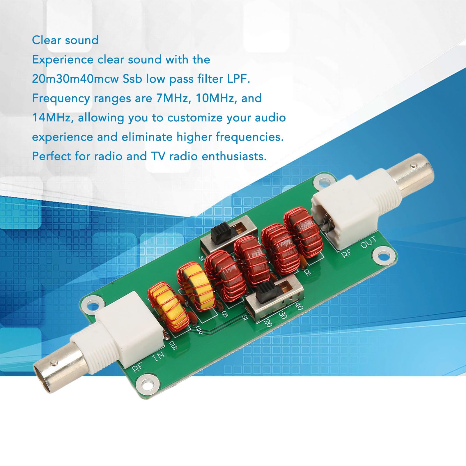 20m 30m 40m CW SSB Low Pass Filter LPF - 7MHz 10MHz 14MHz High Performance PEP 20W For Amateur Radio