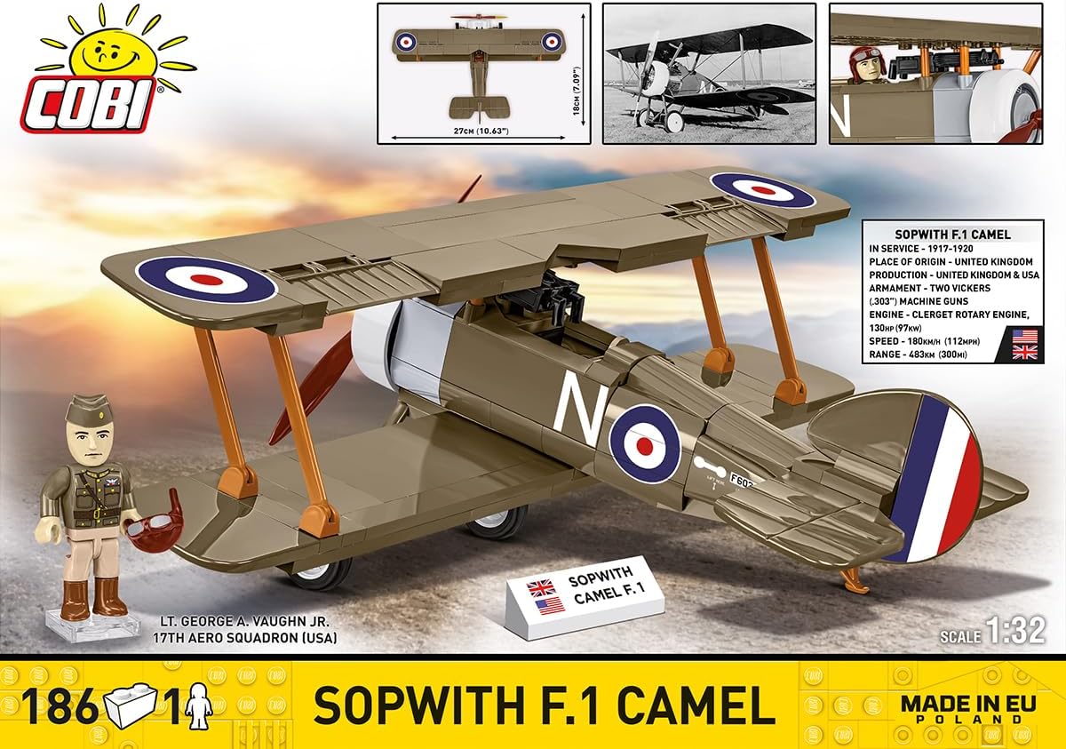 COBI Sopwith F.1 Camel, 1:32 Scale, 186 Pieces, Collector's Model