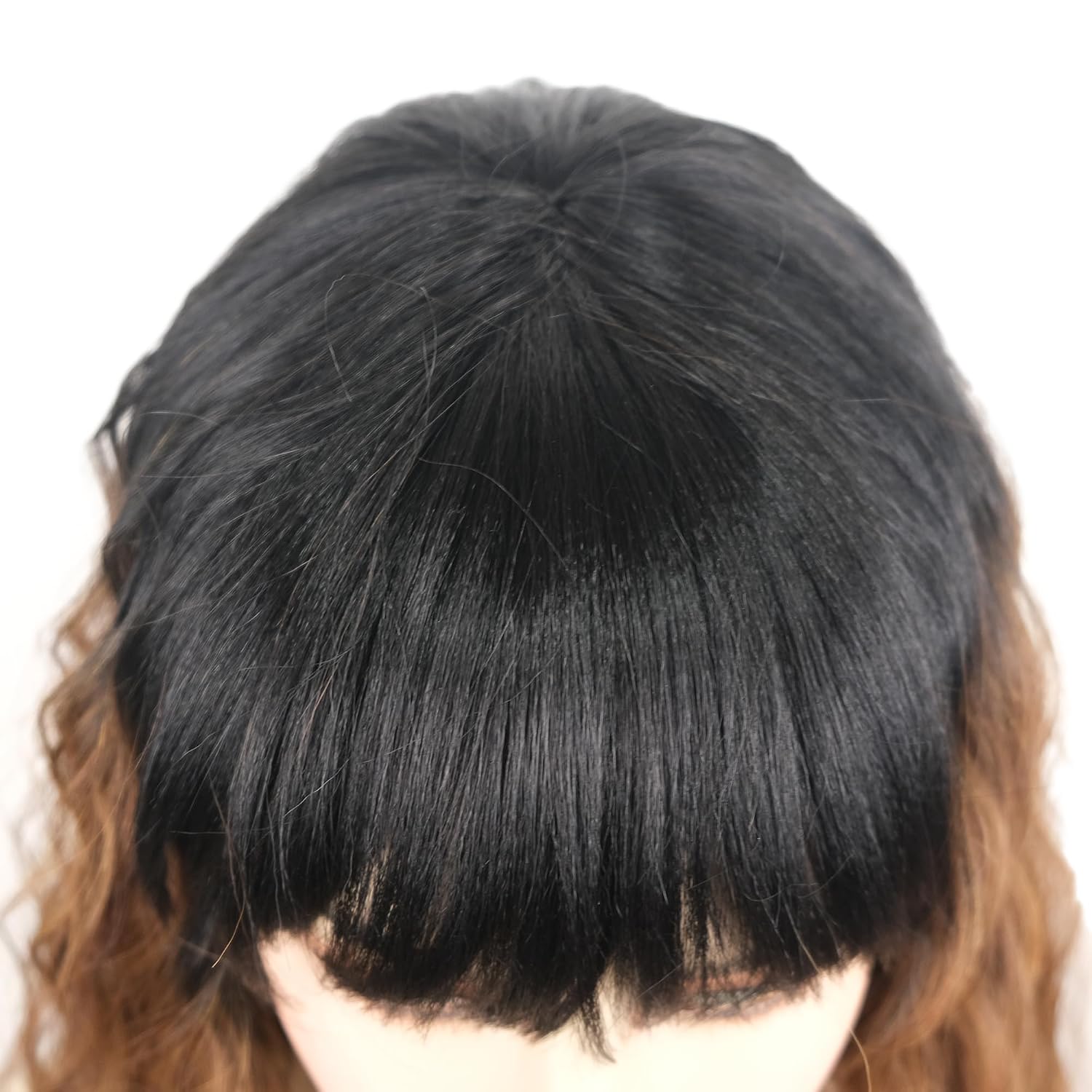 Wiginway Synthetic Shoulder Length Ombre Wig for Women with Bangs Soft Short Bob Wavy Wigs