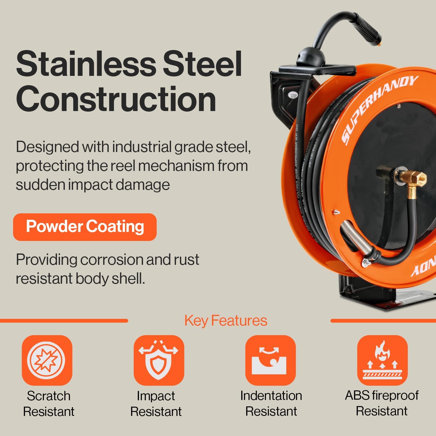 SuperHandy GoRise LT Bath Lift & Air Hose Reel Retractable Industrial 3/8" Inch x 50' Feet Long Premium Commercial Flex Hybrid Polymer Hose（Bundle Deal）