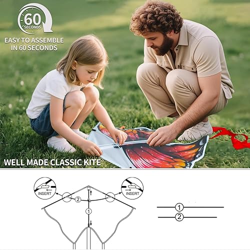 Vista 14 de Kite for Kids Ages 3-5 4-8 & Adults, Flying Toys Beach Toys Outdoor Toys, Easy to Fly Butterfly Kites with Handle and 328FT Kite String, Large