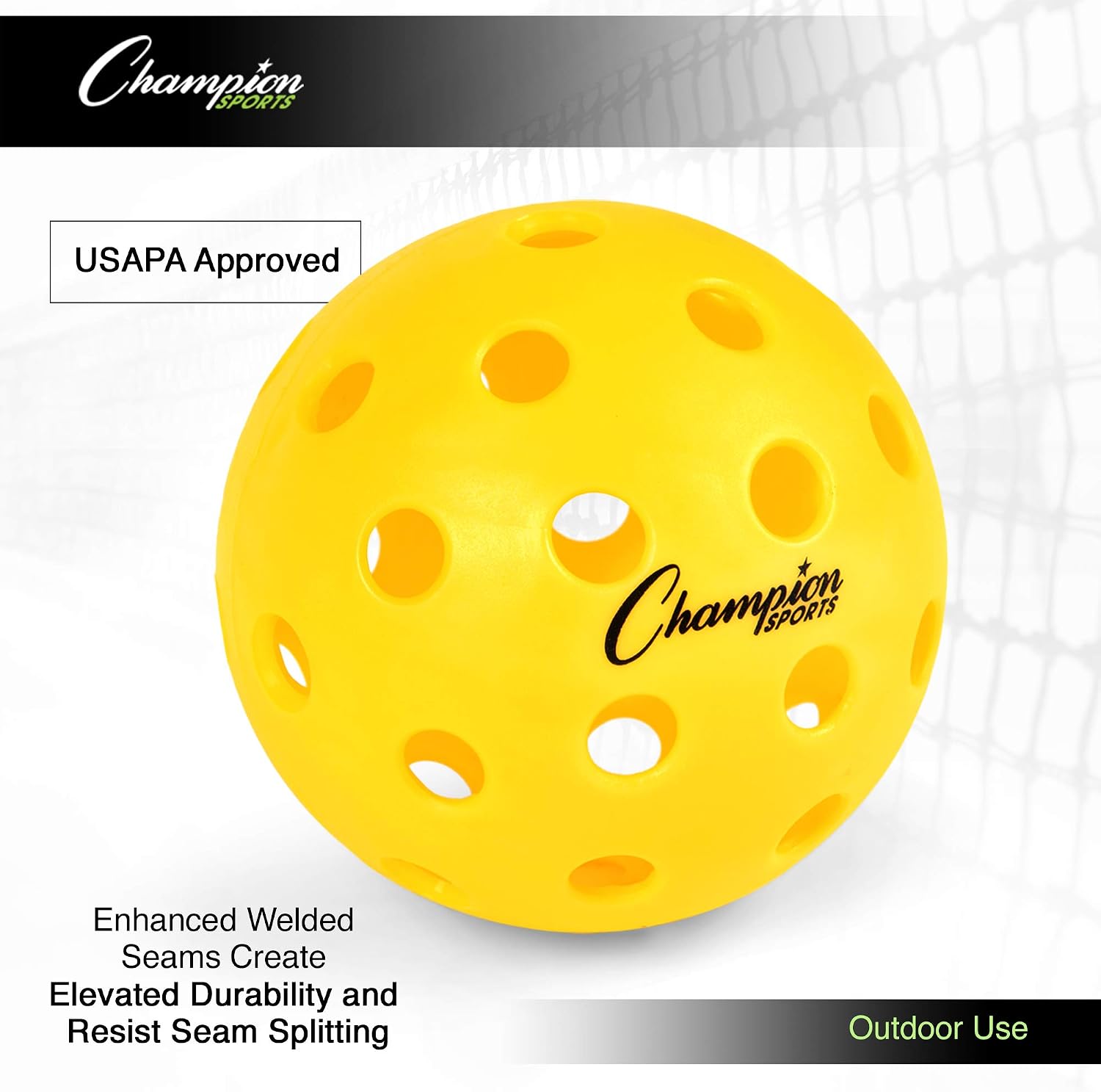 Champion Sports Roto Molded Outdoor Pickleball Ball Set