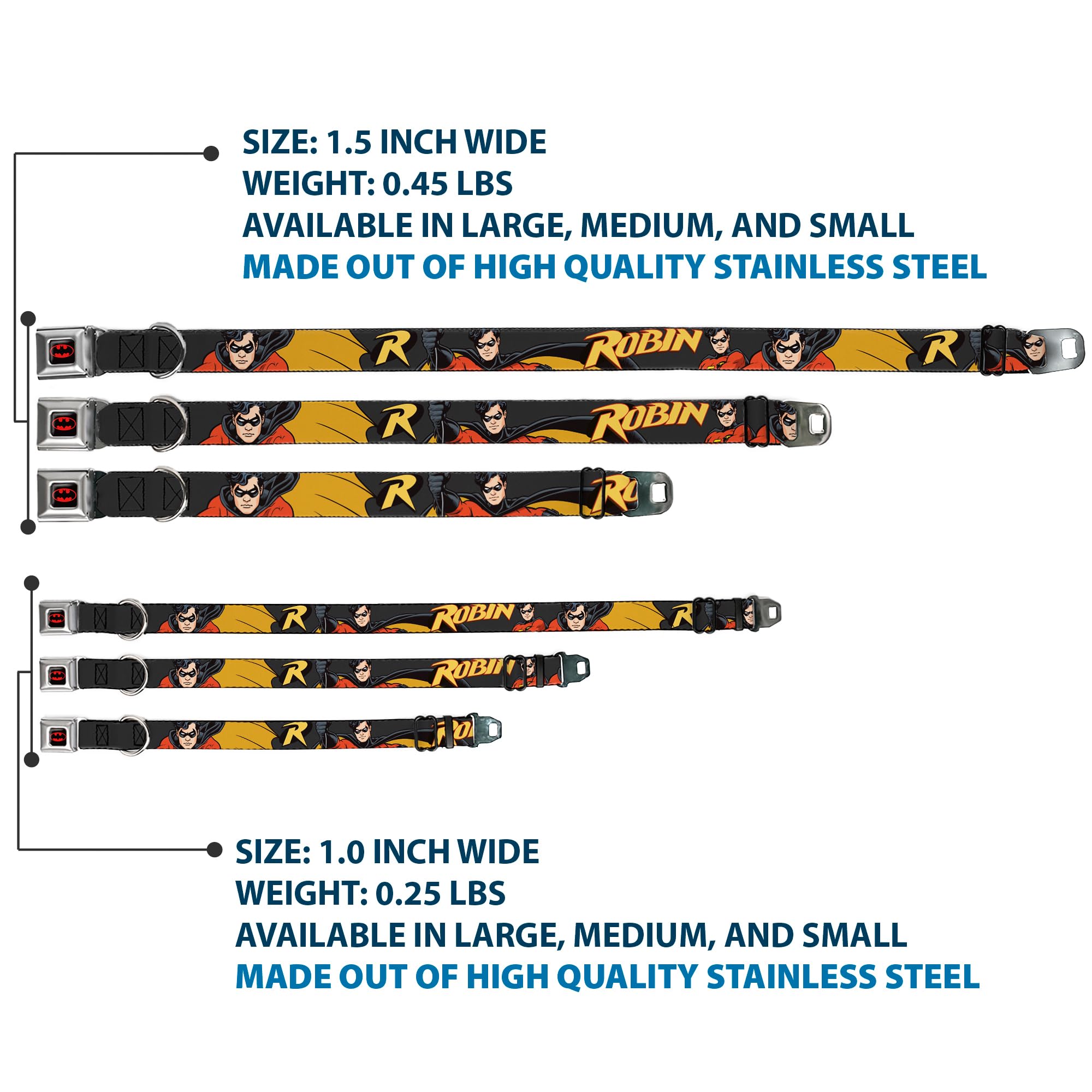 Buckle-Down Batman Hundehalsband – Lizenziertes Sicherheitsgurt-Halsband In Schwarz/gelb
