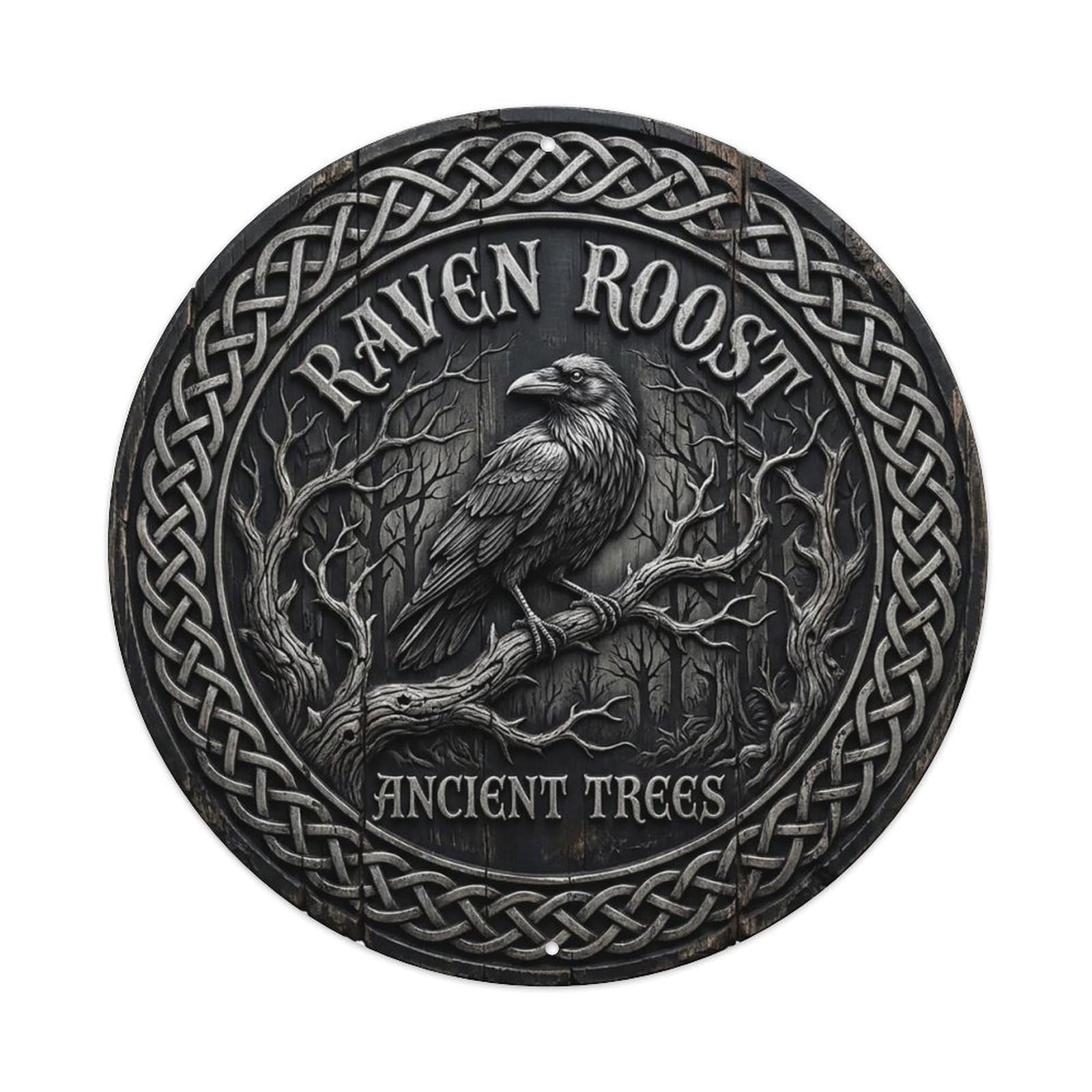 Cxhjca 8X8inch(20X20cm) Raven Roost Ancient Trees Metal Tin Sign