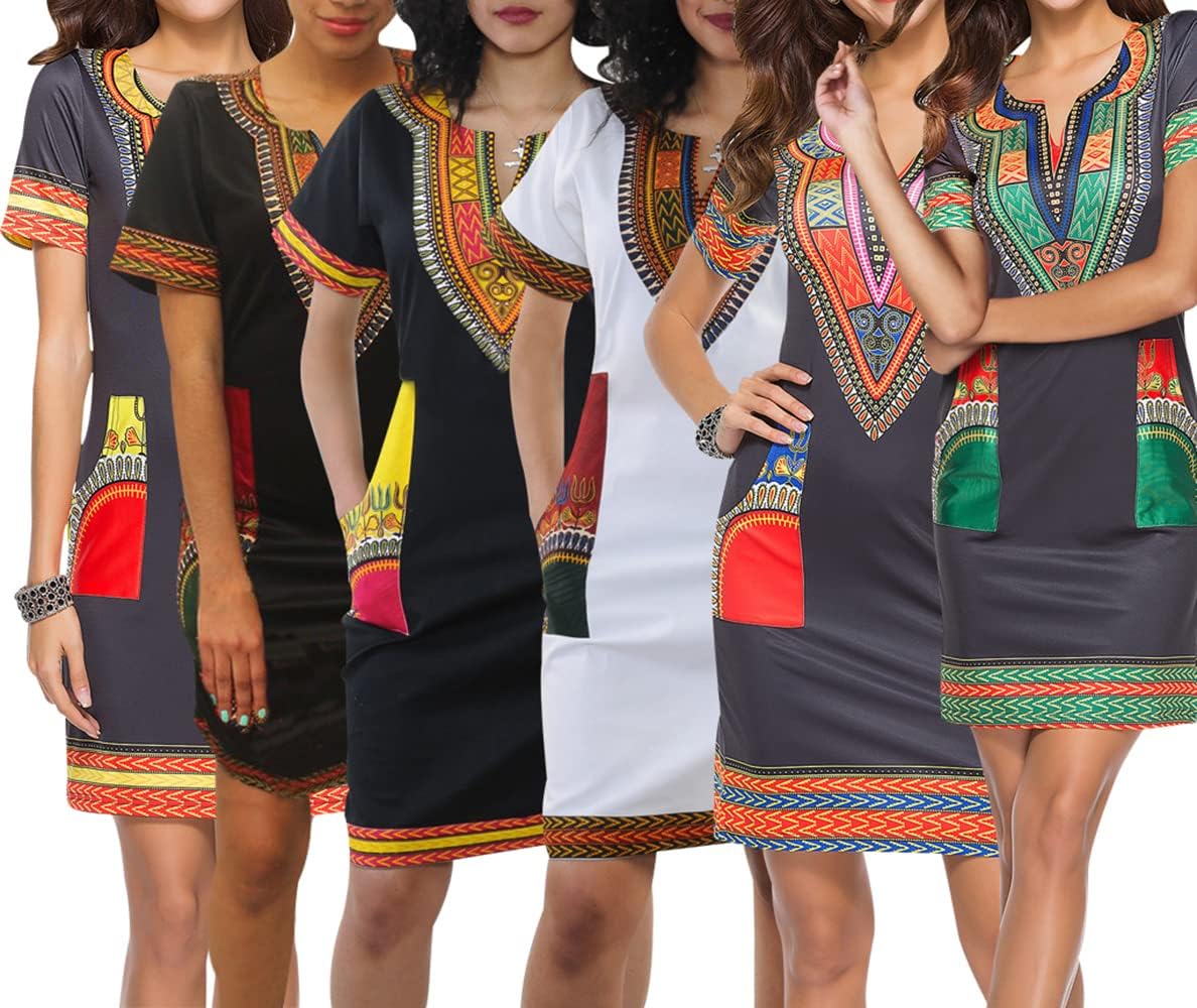 African Dresses for Women Casual Vintage Attire Bohemian Dashiki Traditional Ethnic Midi Dress - Image 3