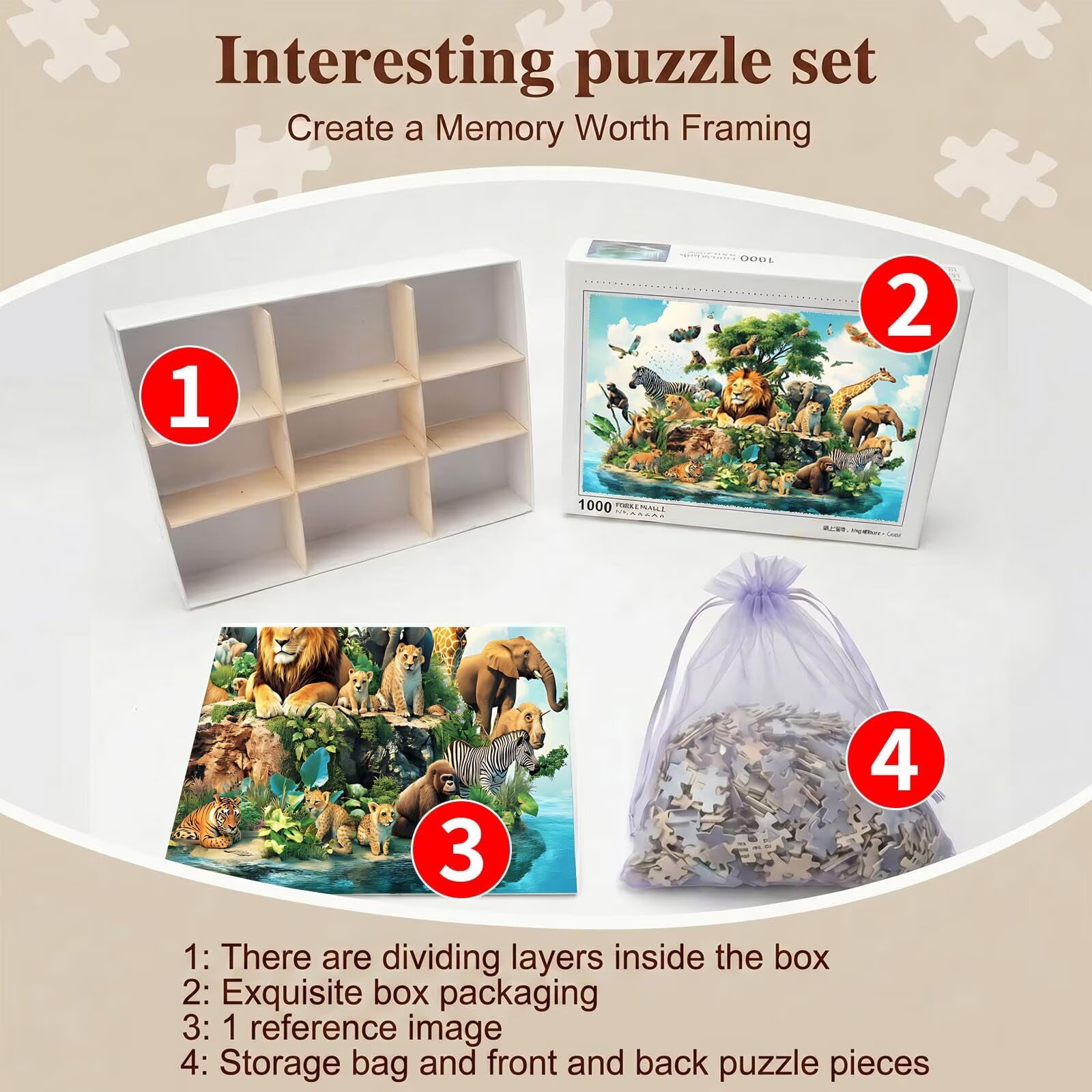 Puzzle 1500 Teile, Holzpuzzle Erwachsene 87 x 57 cm, Kniffliges Denksport Spiel, Großer Puzzlespaß für anspruchsvolle Liebhaber, Familienspiel, Puzzles für Dekor und Geschenk Tier kleine Insel f0-161