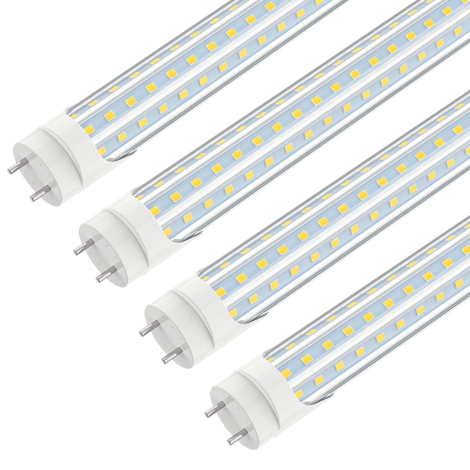 SHOPLED Led T8 Bulbs 4ft, 36W 4680LM 5000K Daylight White, Double End Powered, Plug and Play or Ballast Bypass, Type A+B T8 Led Bulbs 4 Foot F32T8 or F40T12 Fluorescent Light Bulbs Replacement 4Pack