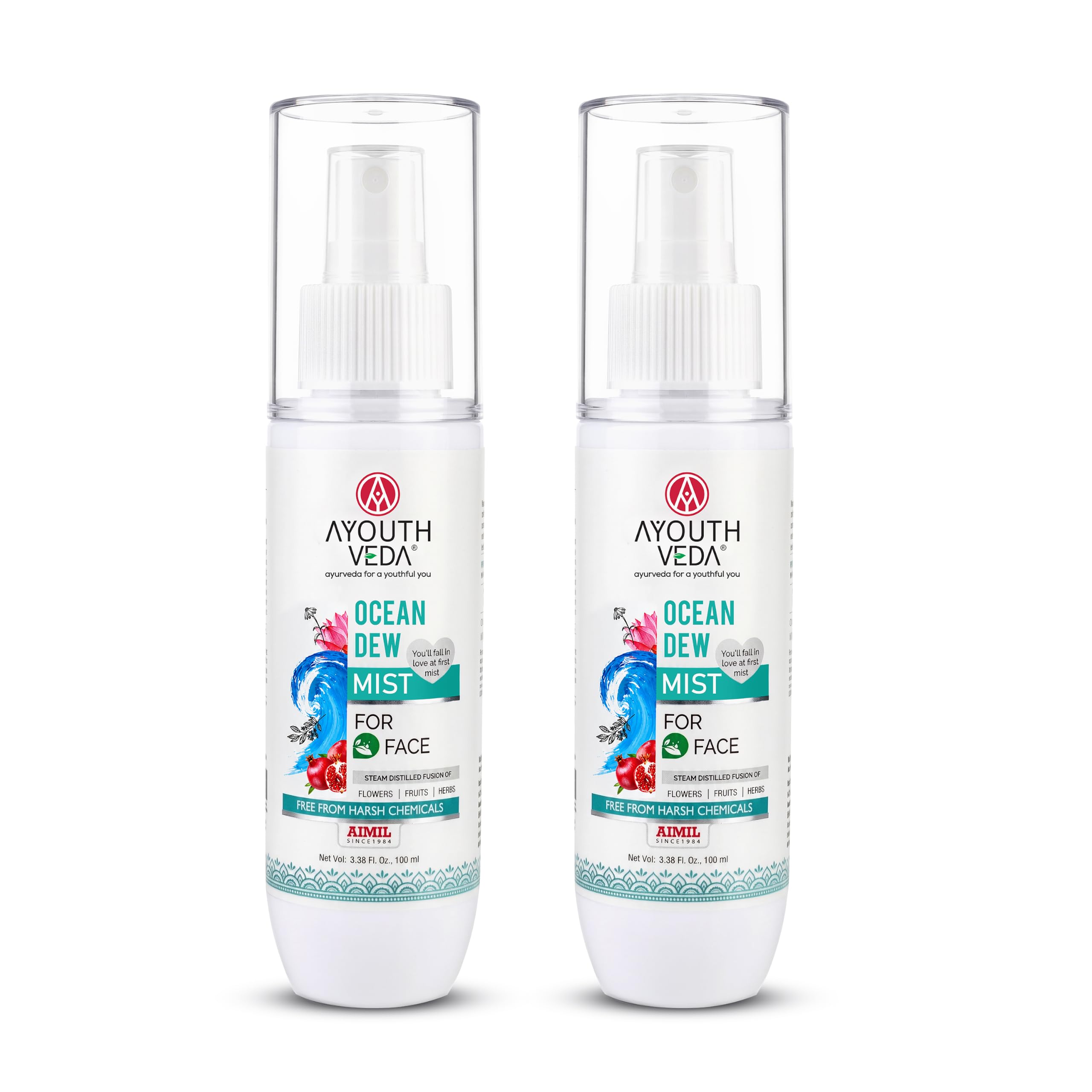 Ayouthveda Ocean Dew Mist | Flowers, Fruits & Herbs Distillates Mist | Instant Hydrates & Refreshes The Skin | Work As Makeup Setter | Free From Chemical (Pack Of 2-100ml each)-image-6