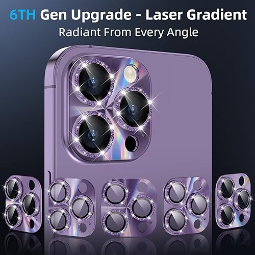 Miniatura 2 de YWXTW Protector de lente de cámara para iPhone 14 Pro MaxiPhone 14 Pro, gradiente láser de litografía fortalecimiento 5X Protector de pantalla de