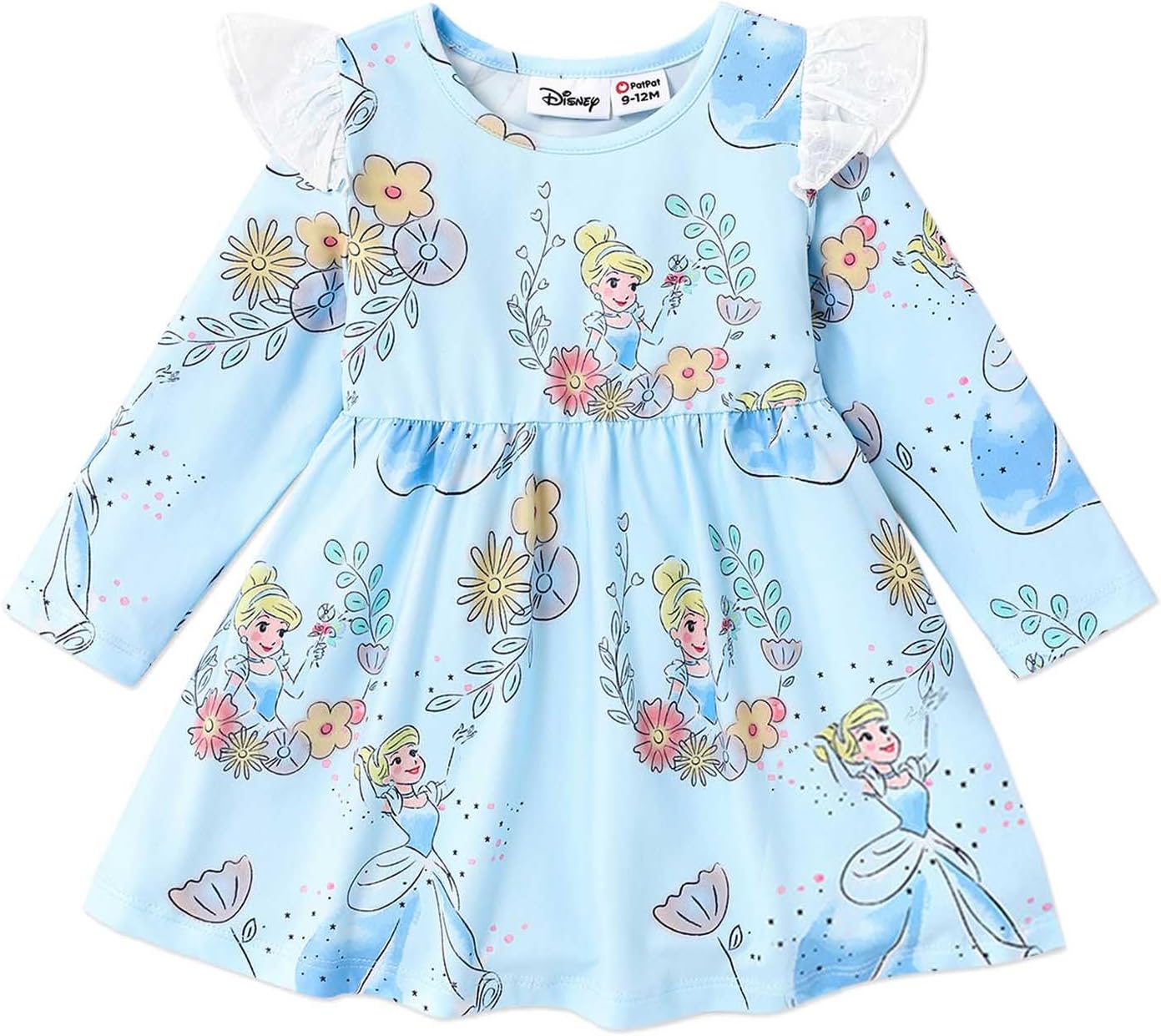 DisneyPrincess Cinderella Ariel Frozen Elsa Ruffle Sleeve Dress Minnie Mickey Mouse Clothes Baby to Toddler
