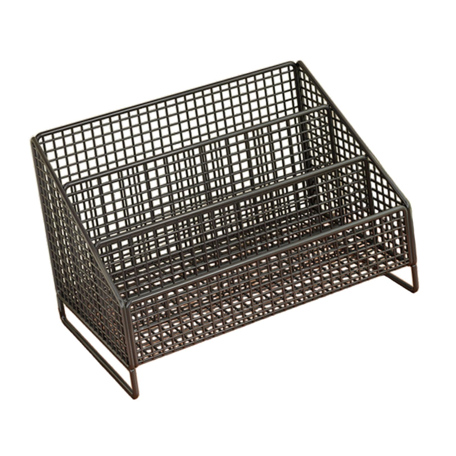 Supporto per Dischi Vinile Rack Espositore Organizer da Scrivania in Ferro Robusto Antideformazione Tre Scomparti Adatto per Negozi Uffici Saloni Most, Nero, 36cmx22cmx24cm