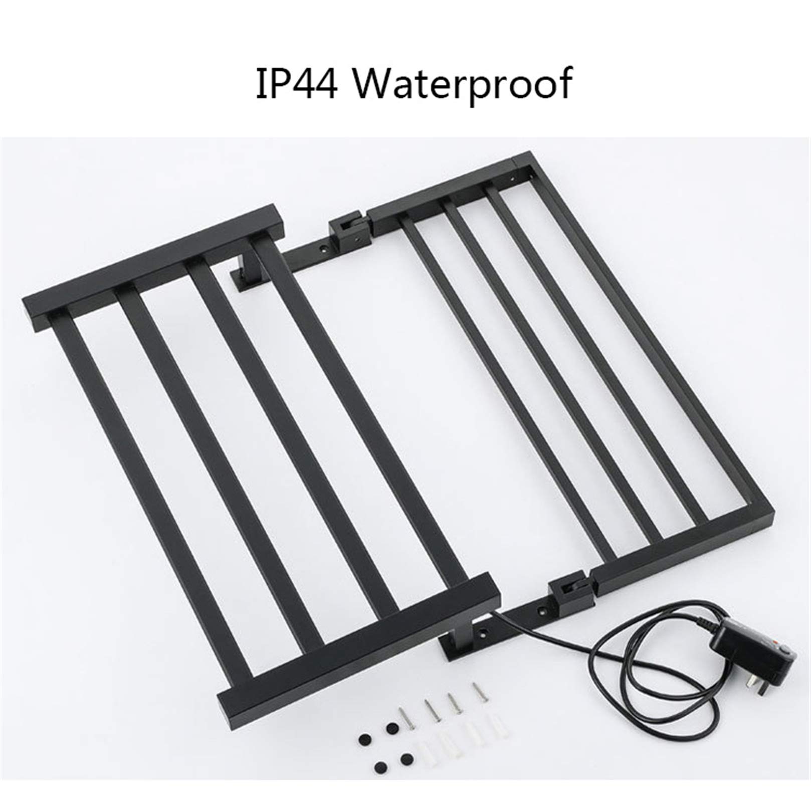 Scaldasalviette da bagno con presa elettrica, da parete, con 4 barre tubolari quadrate, colore: nero
