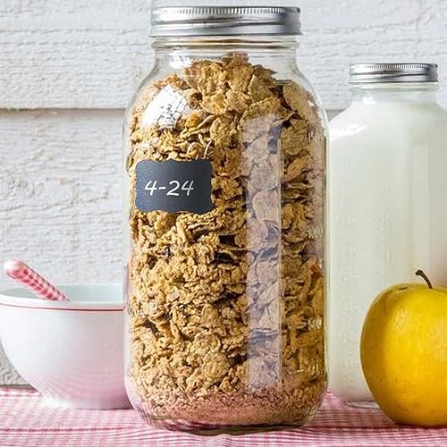 Miniatura 5 de Tarro Mason de boca ancha de 64 onzas con tapa, recipiente hermético de almacenamiento de vidrio transparente resistente y banda de medio galón