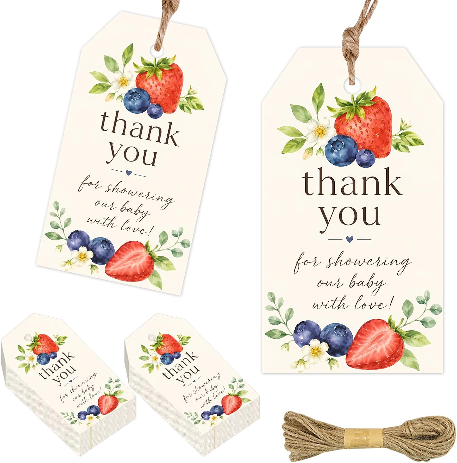 50PCS Berry Thank You Tags for Berry Sweet Party Decorations image 5