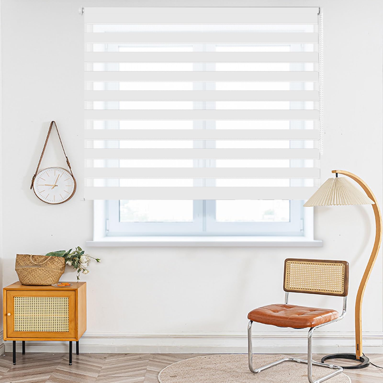 Doppelrollo Klemmfix Ohne Bohren 38 x 110 cm Fenster Rollos für Innen Klemmrollos Ohne Bohren mit Privatschutz UV Seitenzugrollo Sichtschutz für Fenster Und Tür, Weiß