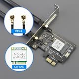 GLOTRENDS WA01 M.2 E Key to PCIe X1 WiFi Bluetooth Adapter for M.2 WiFi 4/5/6/6e/7/Coral TPU Module, with 6-dBi SMA Antenna Kits - 5