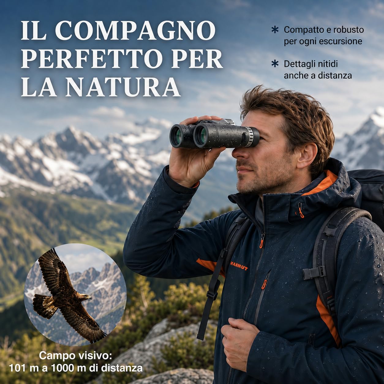 Binocolo Professionale Compatto 10x26, Prisma BAK4 e Lenti FMC Multistrato, Leggero e Impermeabile, per Birdwatching, Escursionismo, Viaggi e Concerti, Adatto ad Adulti e Ragazzi | Leggero e Impermeabile, per Birdwatching, Escursionismo, Viaggi e Concerti