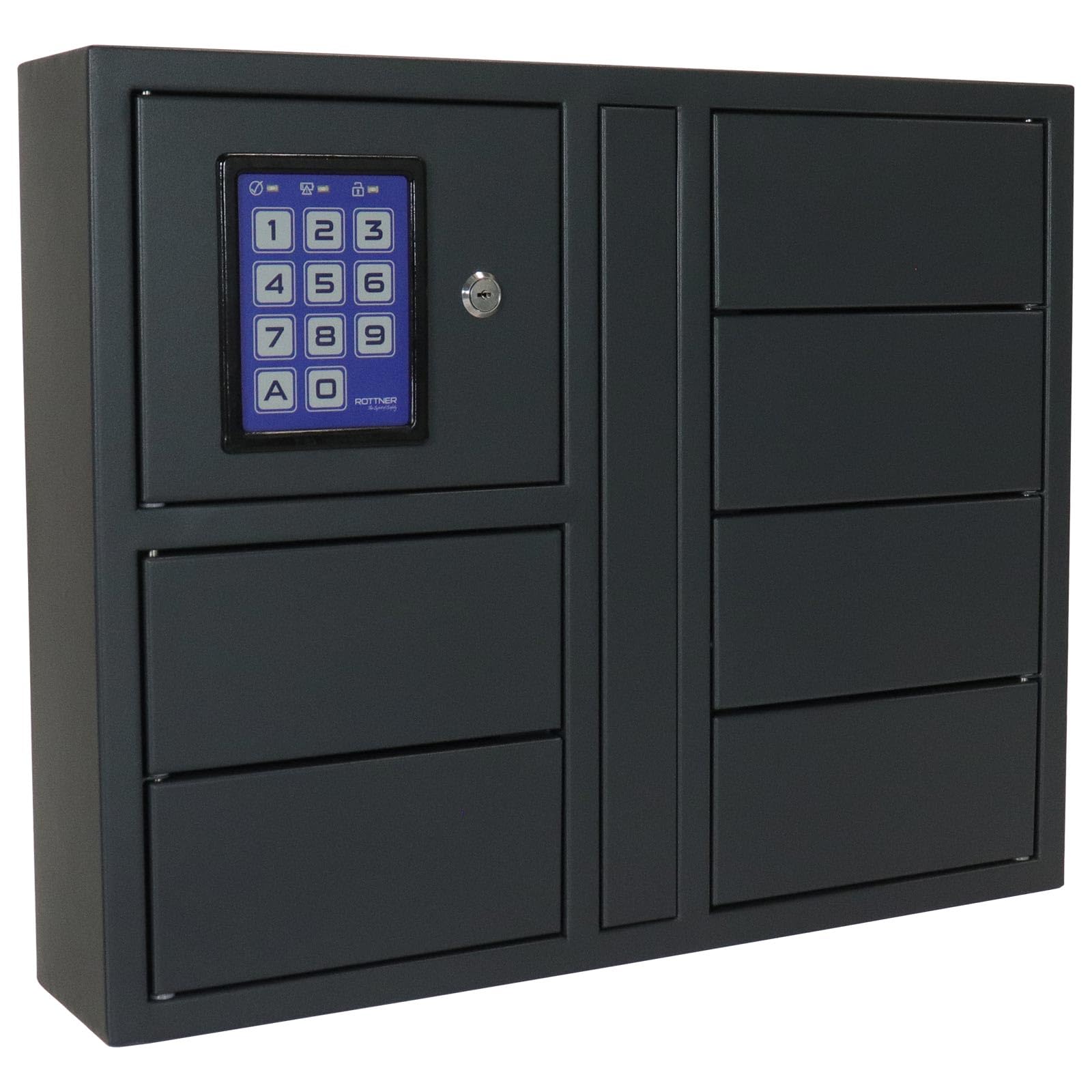 Rottner Schlüsselausgabe Key Depot 6 Stahl Elektronikschloss Notöffnung 6 Fächer inkl. Netzgerät Befestigungsmaterial