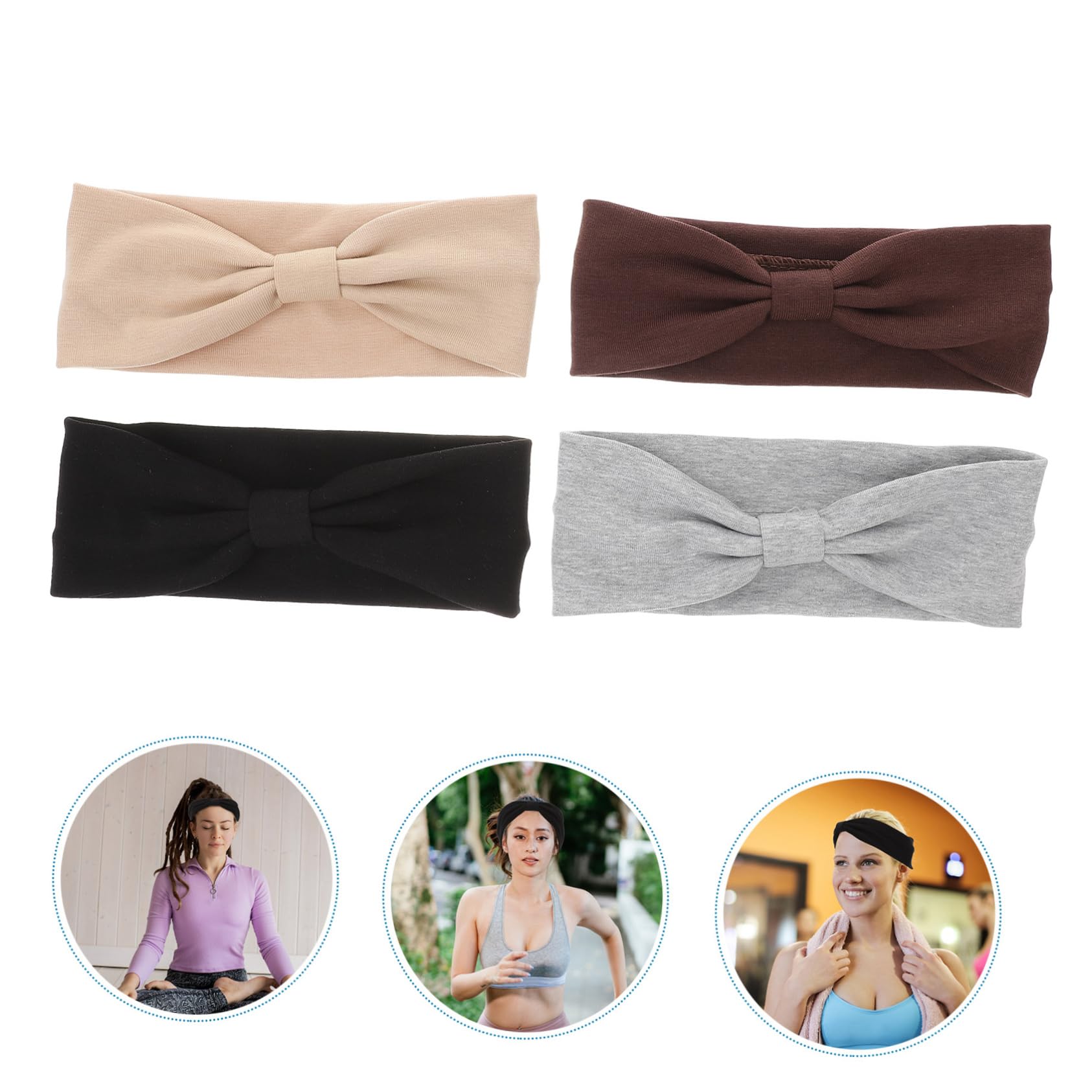 FRCOLOR 12 Pz Per Annodata a Larga Fasce Per Le Donne Turbante Per Le Donne Atletica Fasce Per La Testa Delle Cotone Carta Di Emissione Fiancata Da Donna