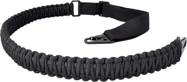 BOOSTEADY Paracord 2 Point Rifle Sling with HK Style Clips, Adjustable 550 Rated Nylon Gun Strap for Rifle Shotgun and Airsoft
