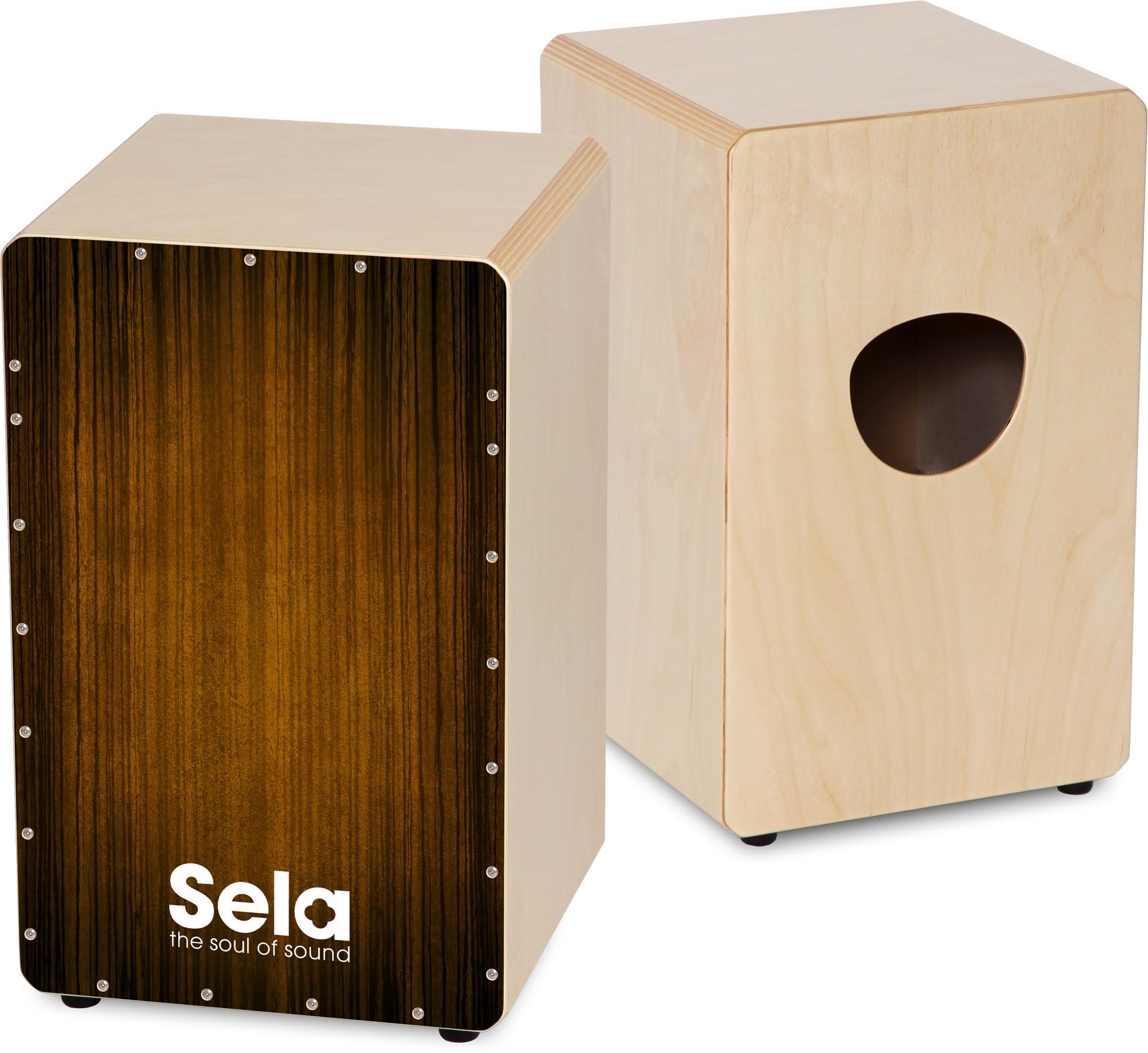 Sela 051 Varios Brown Snare Cajon mit Sela Snare System, geeignet für Anfänger und Fortgeschrittene, Made in Germany