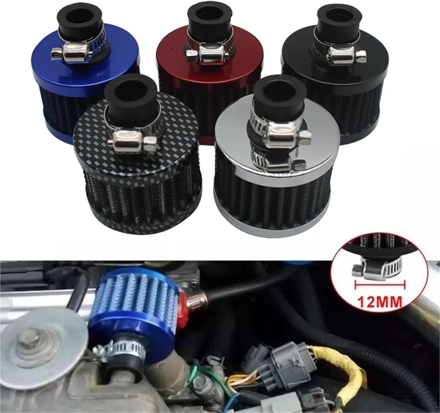 Oil Separator Segregator Universal Interface Car Air Filters 12Mm for Motorcycle Cold Air Intake High Flow Crankcase Vent Cover