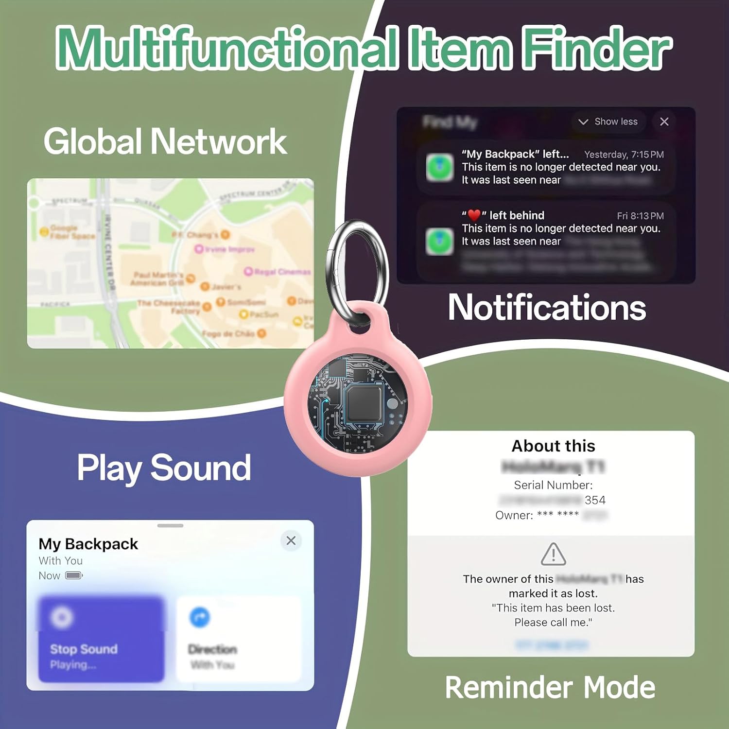 Air Tracker Tags, Smart Anti-Loss Locator with Waterproof Protective, Quickly Find and Global Positioning Item, Works with Find My, Track Tag with 100dB Sound for Keys, Luggage, Backpack and More image 2