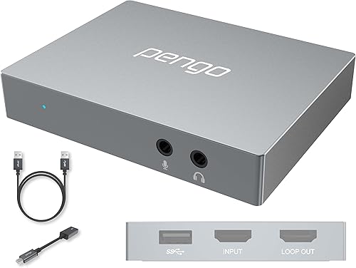 Pengo Tarjeta de captura de video HDMI con paso 4K 1080p60fps tarjeta de captura de juegos para Xbox One Nintendo Switch PS5 dispositivo de captura