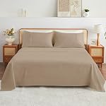Kingrest 100% Cotton Twin Sheet Set - 3 Piece Lightweight & Cooling Bed Sheets, 16 Inch Deep Pocket, Breathable Percale Bedding, Soft & Durable Luxury Sheets (Brown)